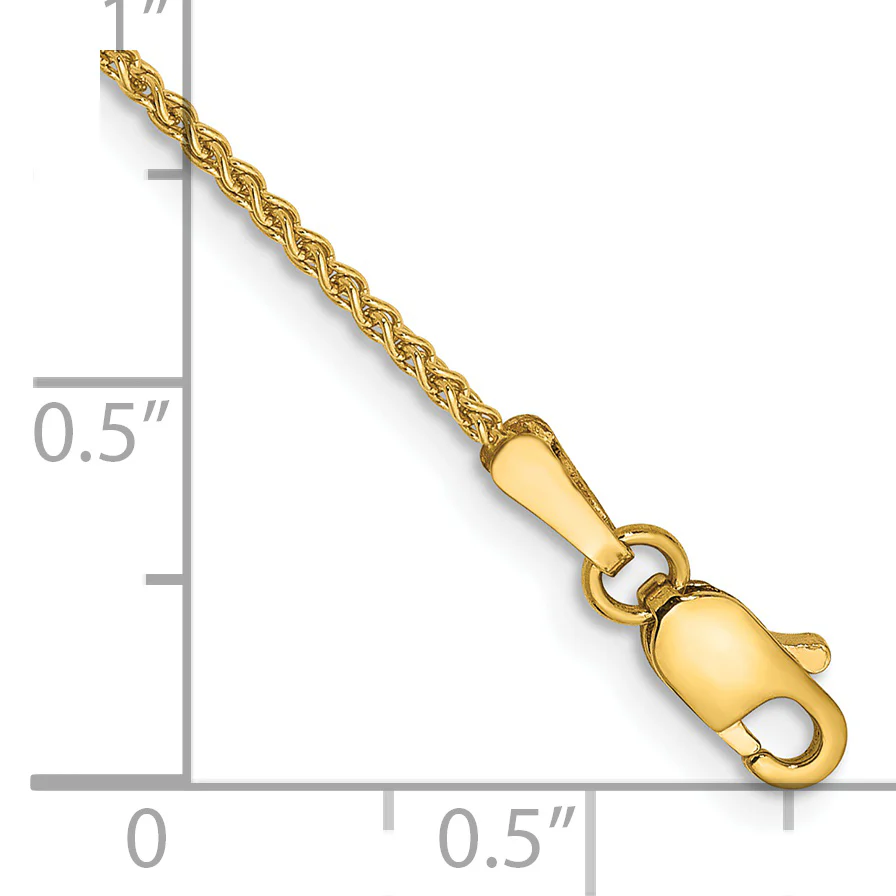 Pulsera 14K Amarillo de 7 pulgadas y 1.25 mm Spiga con Cierre de Langosta - Image 2