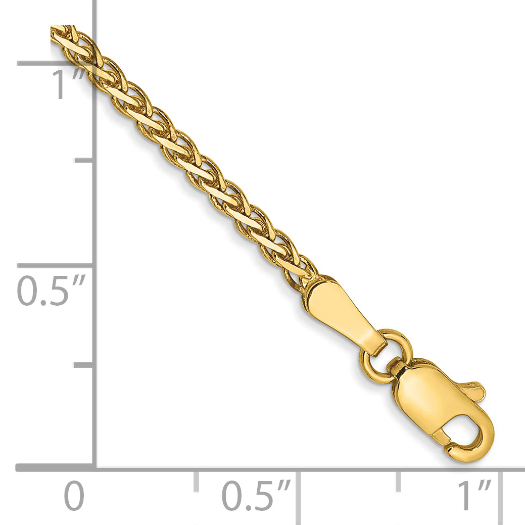 Pulsera de Oro Amarillo de 14k de 7 pulgadas y 1.9 mm, Estilo Trenza Spiga con Cierre de Langosta - Image 2
