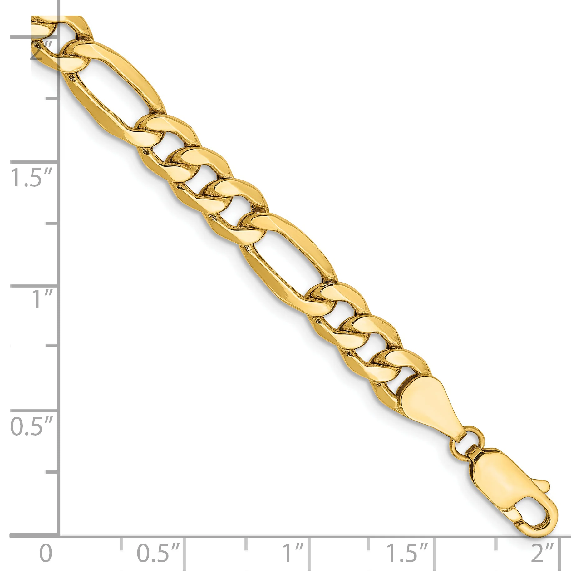 Pulsera Figaro semisólida de 14k y 6,25 mm - Image 2