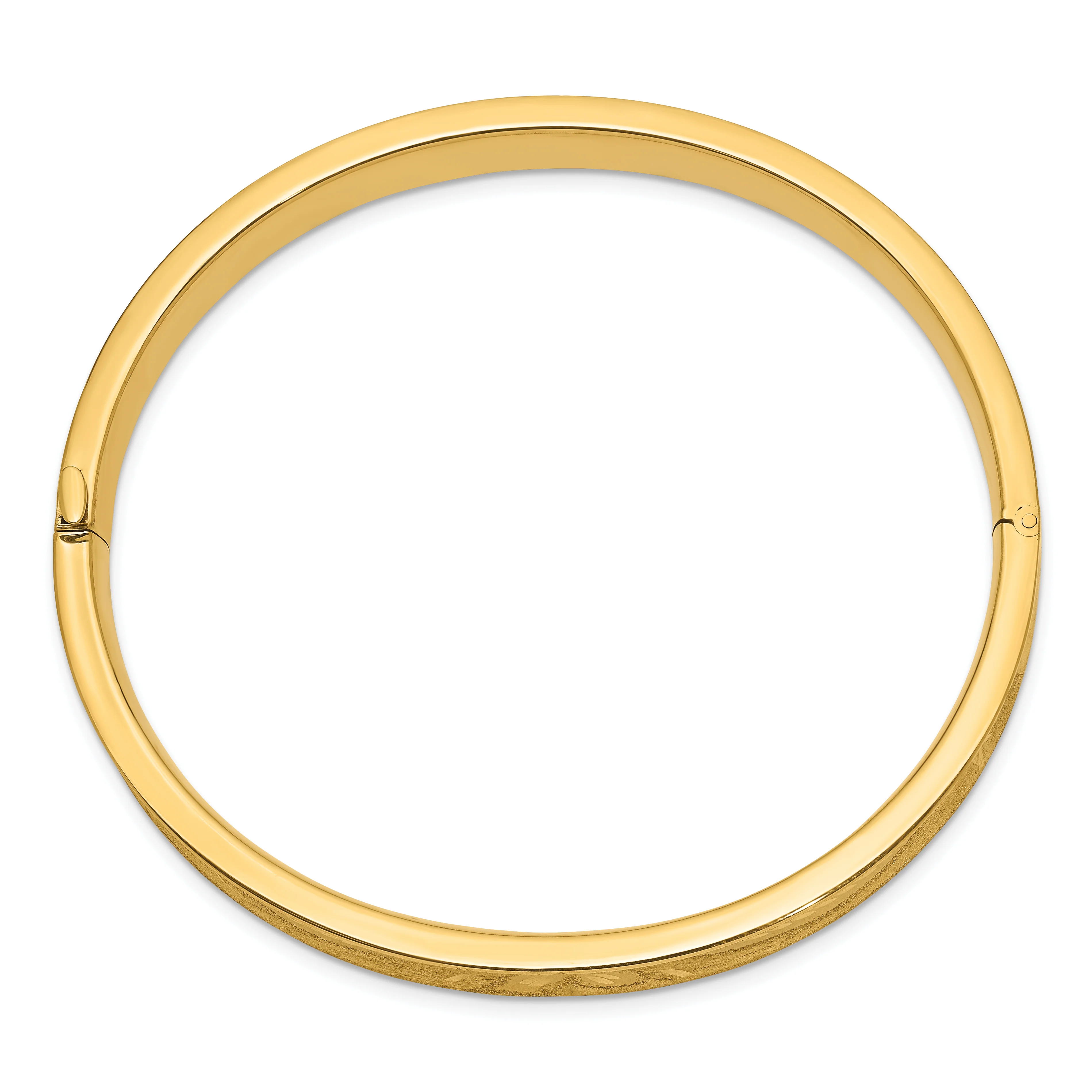 Brazalete Articulado Cóncavo con Corte de Diamante en Oro Amarillo de 14K (5/16") - Image 2