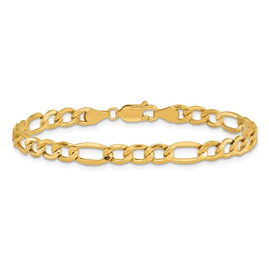 Pulsera Figaro Semi-Sólida de 10k de 5.35 mm - Image 4