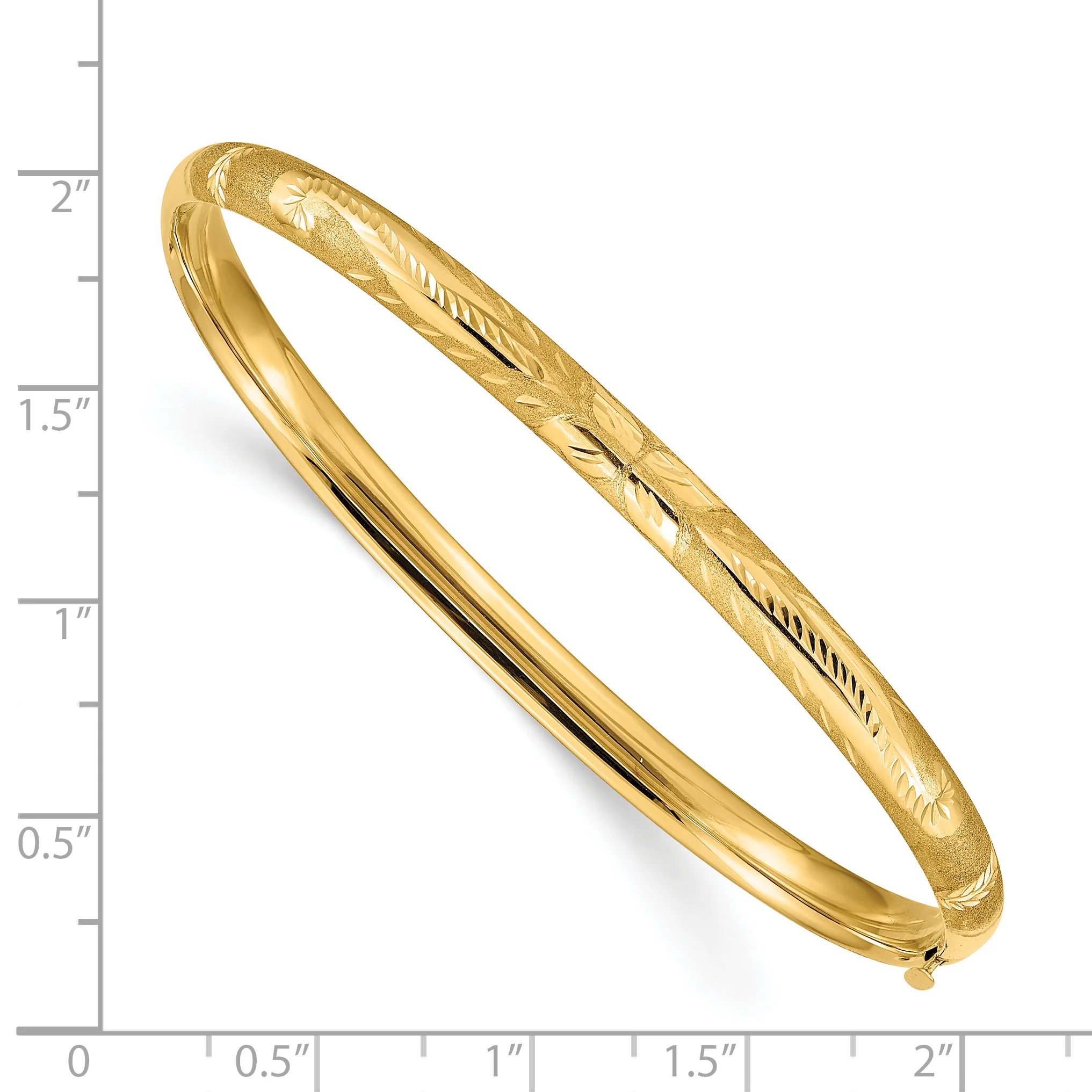 Brazalete Articulado Cóncavo con Corte de Diamante en Oro Amarillo de 14K (5/16") - Image 3