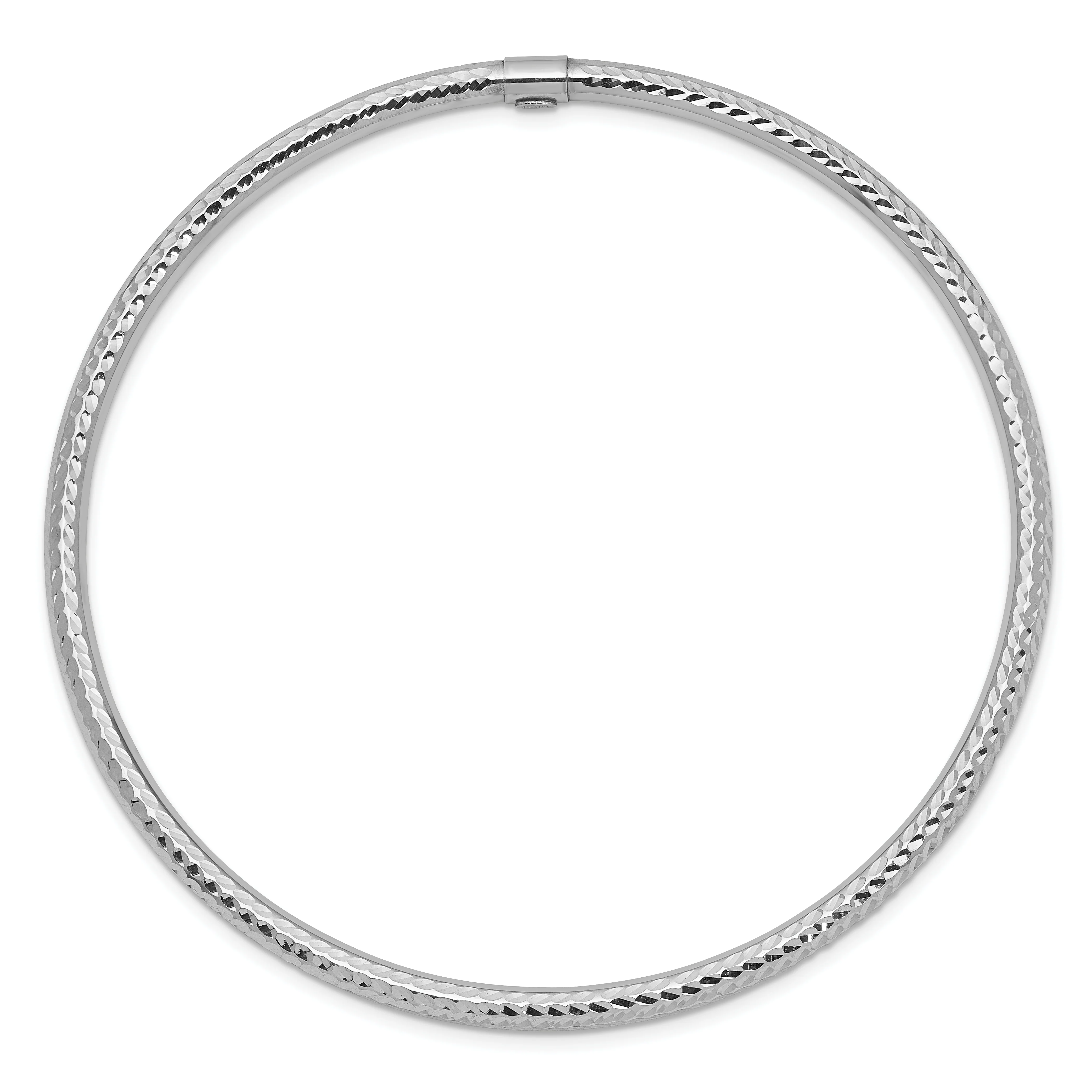 Pulsera Bangle Deslizable de Corte Diamante de 3mm en Oro Blanco de 14k - Image 2