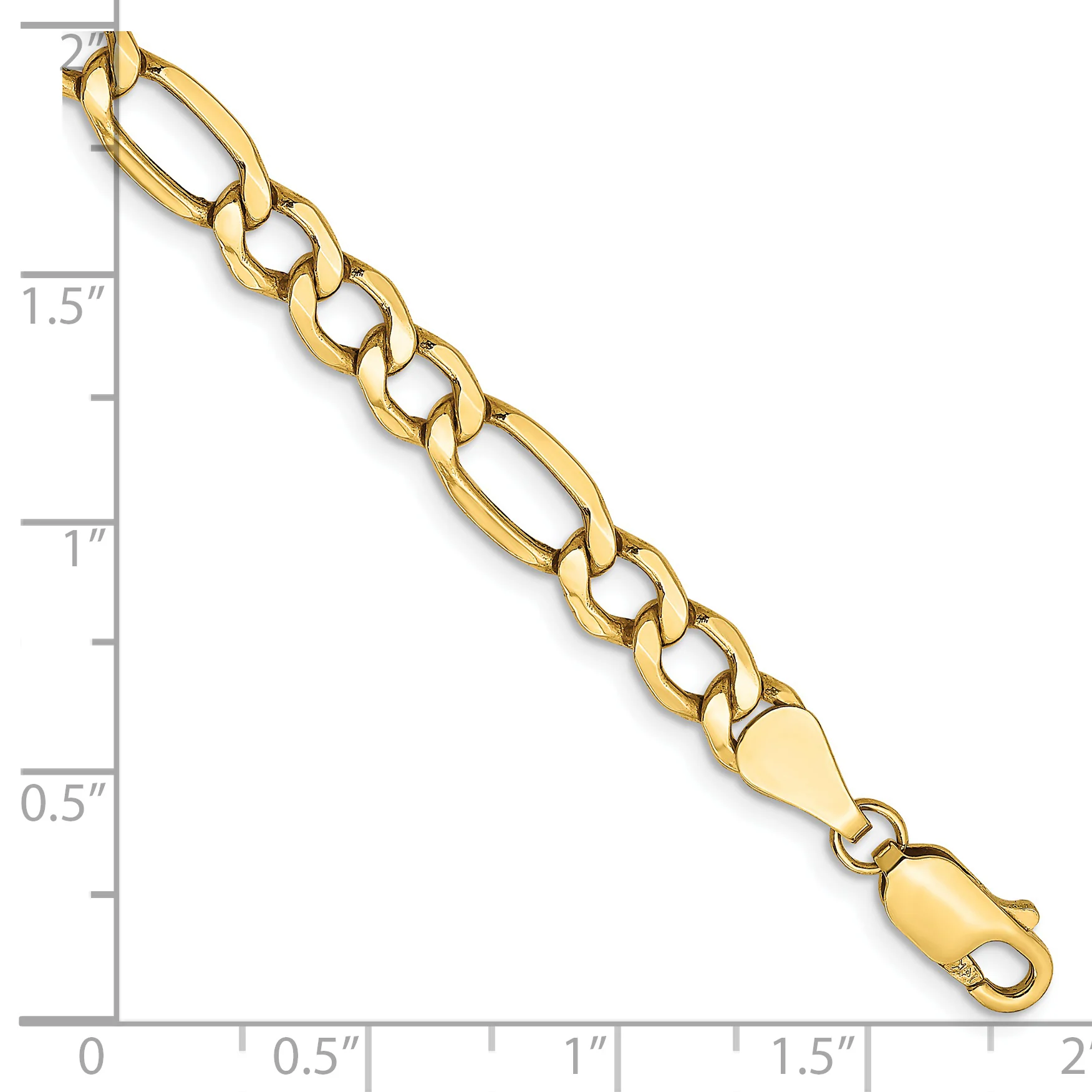 14K Cadena Figaro Semi-Sólida de 5.75mm con Cierre de Langosta de 9 pulgadas - Image 2