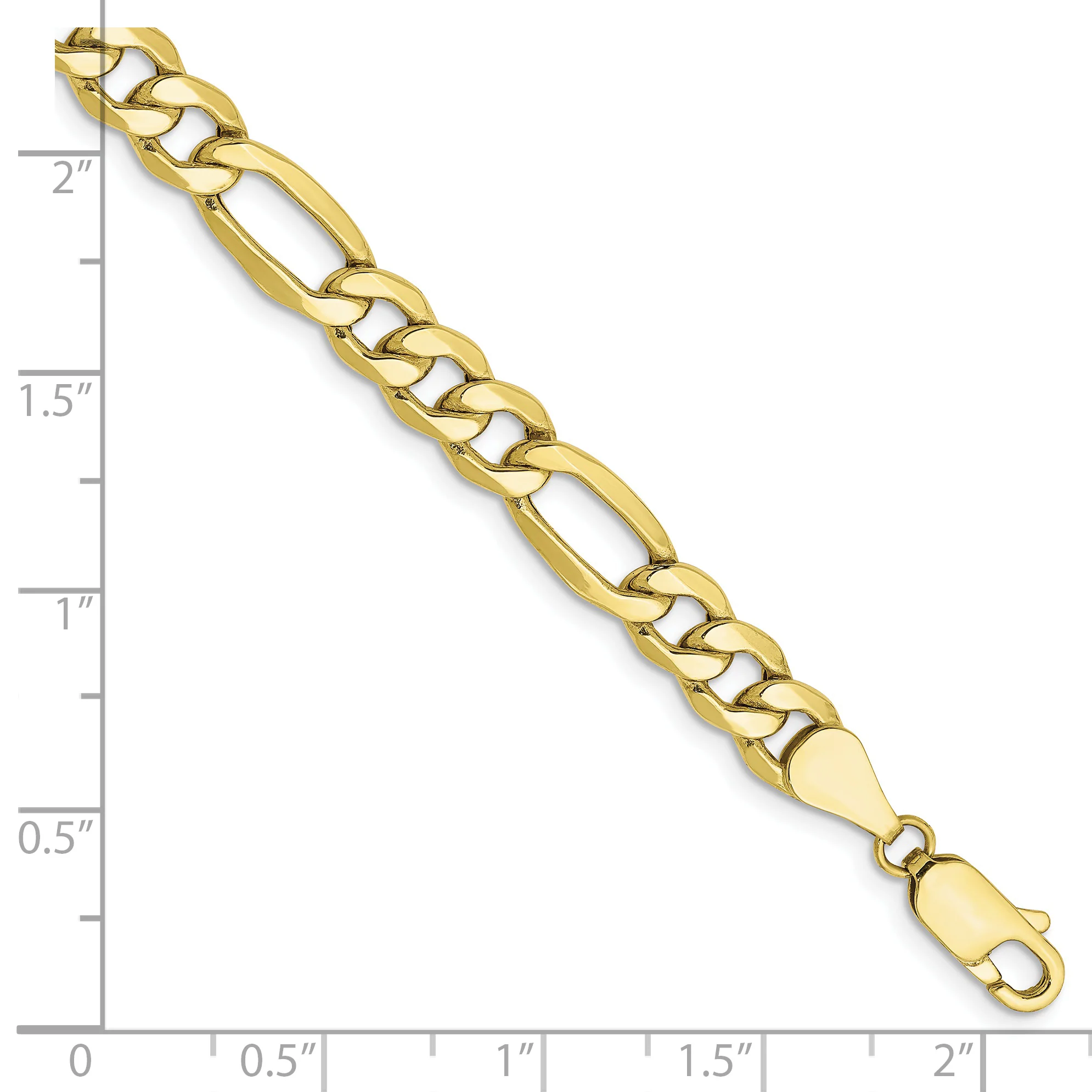 Pulsera Figaro Semi-Sólida de 10k de 6.25 mm - Image 2
