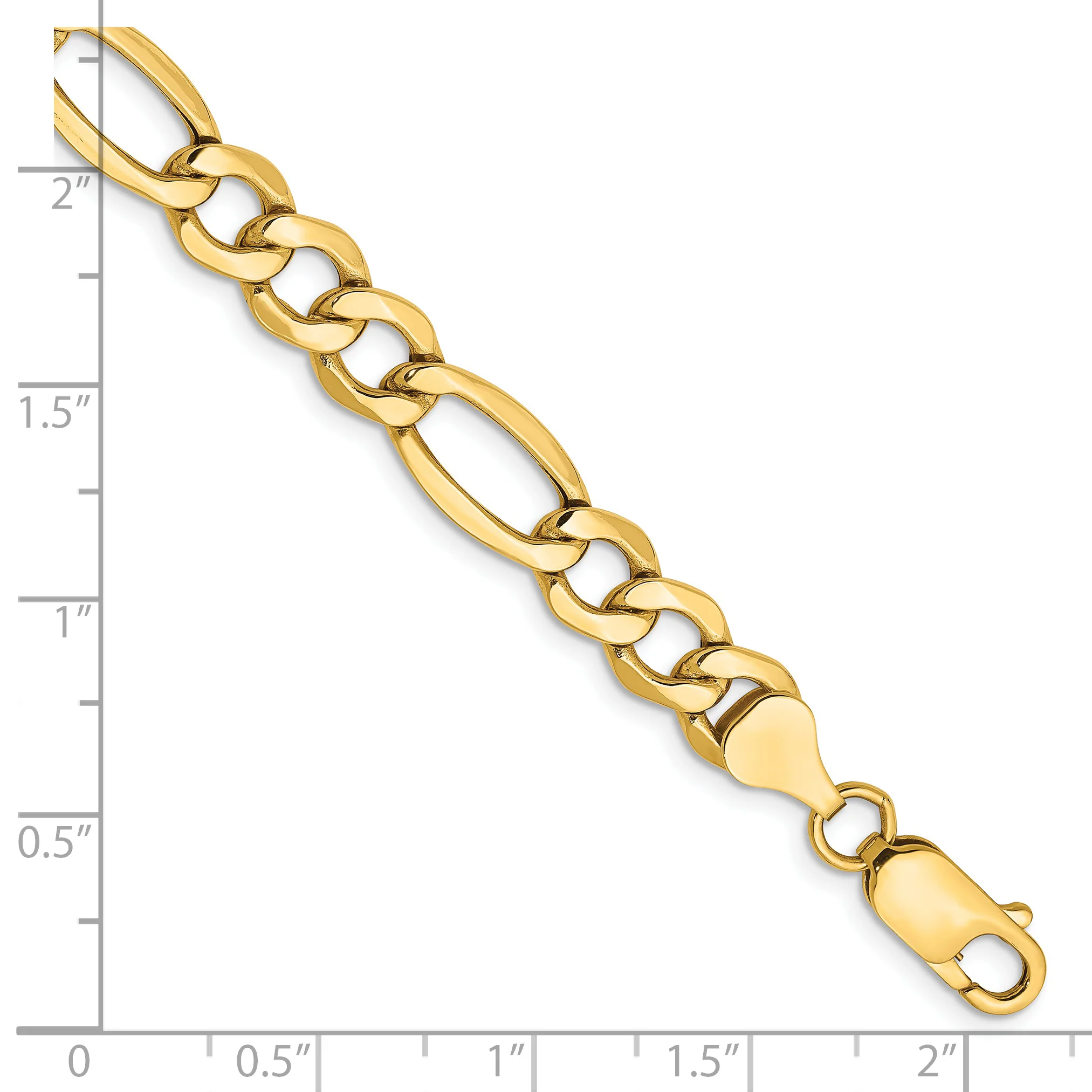 14K Cadena Figaro Semi-Sólida de 7.3mm con Cierre de Langosta de 7 pulgadas - Image 2