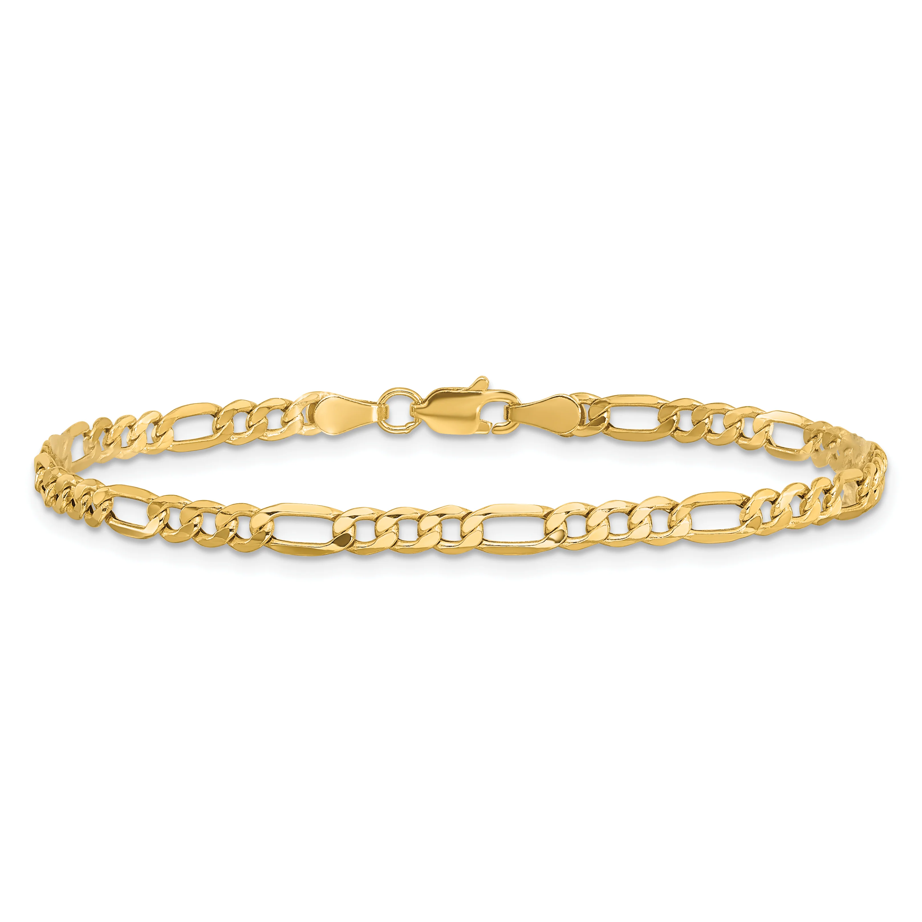 Pulsera Figaro Semi-Sólida de 10k de 3.5 mm - Image 3