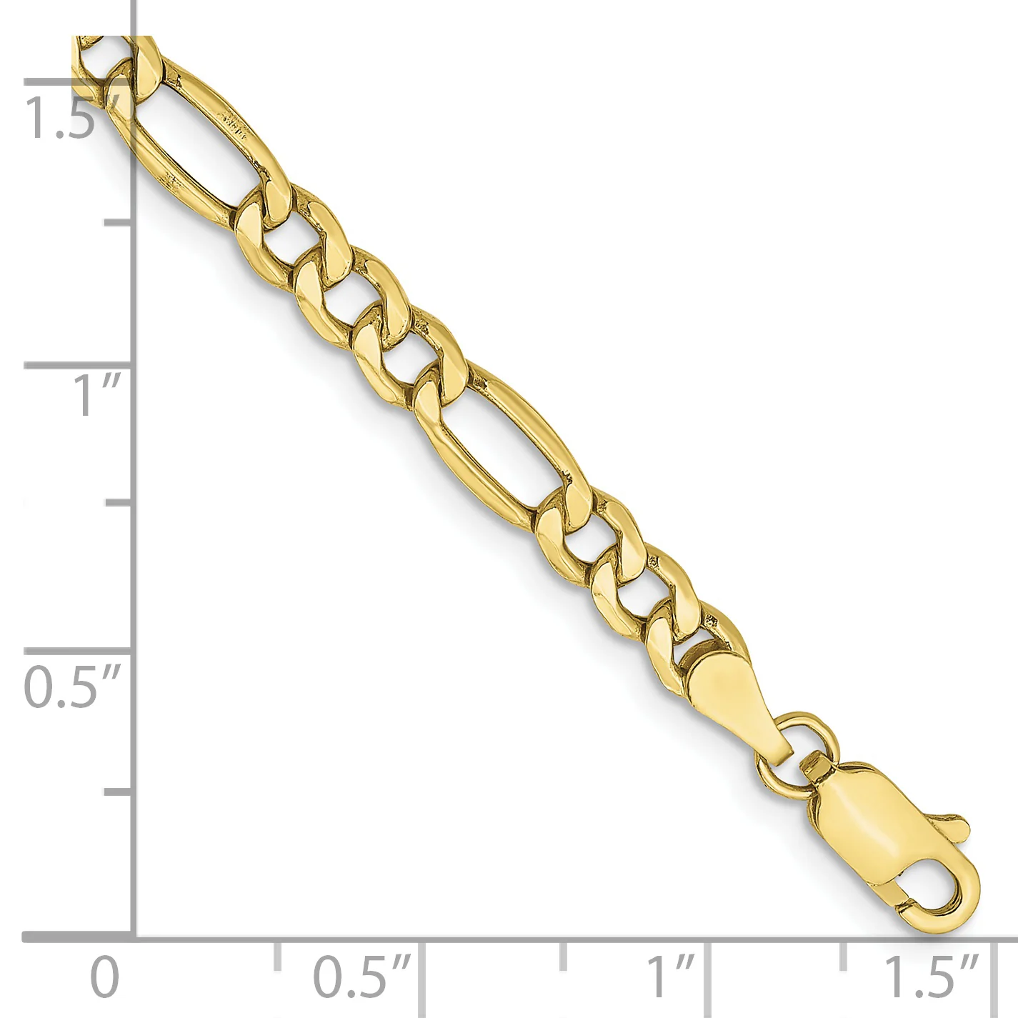 Pulsera Figaro Semi-Sólida de 10k de 4.2 mm - Image 2