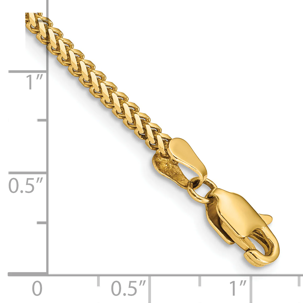 Pulsera Franco de Oro Amarillo de 14K de 8 Pulgadas y 2mm con Cierre de Langosta - Image 3