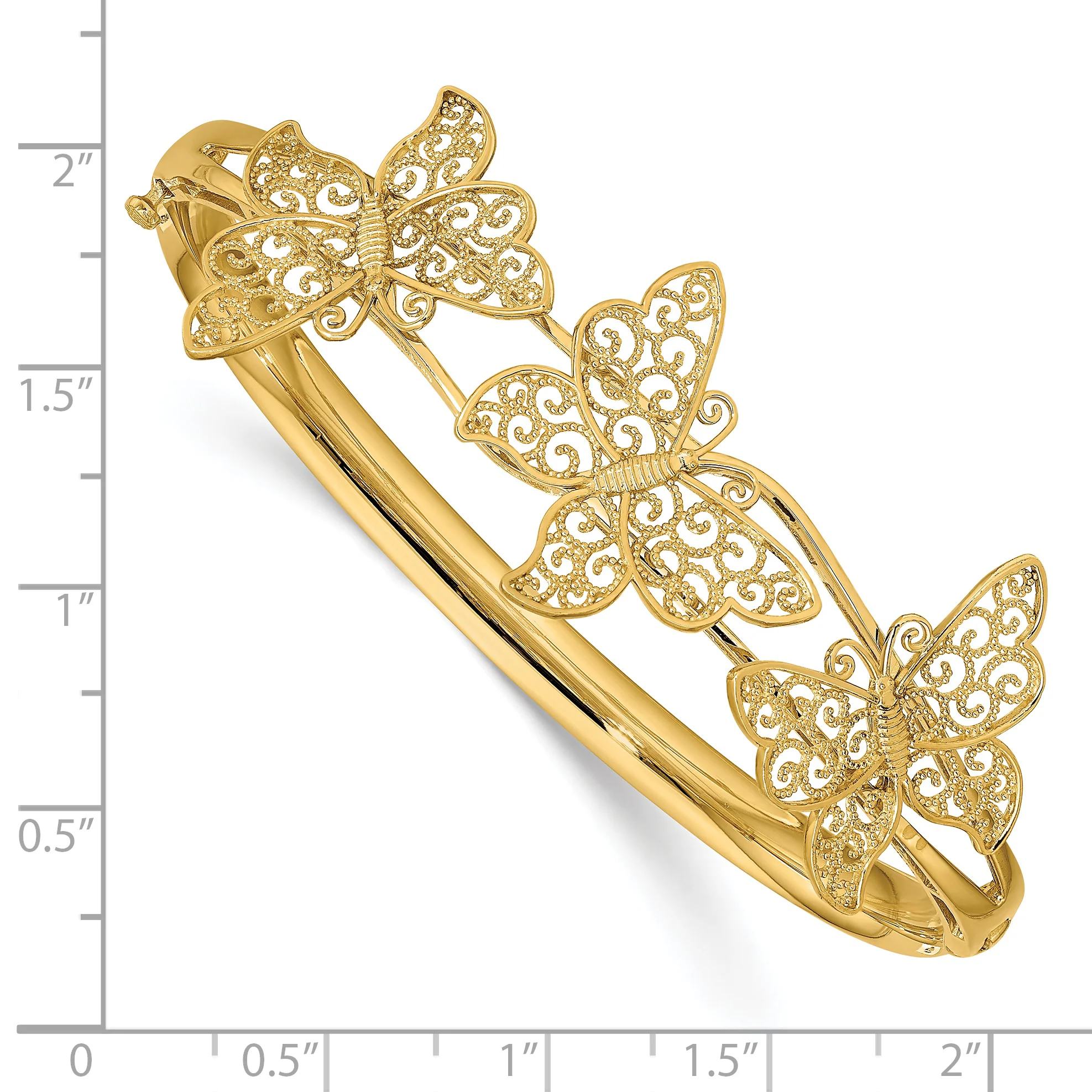Brazalete Bangle con Mariposa de Filigrana 14K Oro Amarillo con Bisagra - Image 3