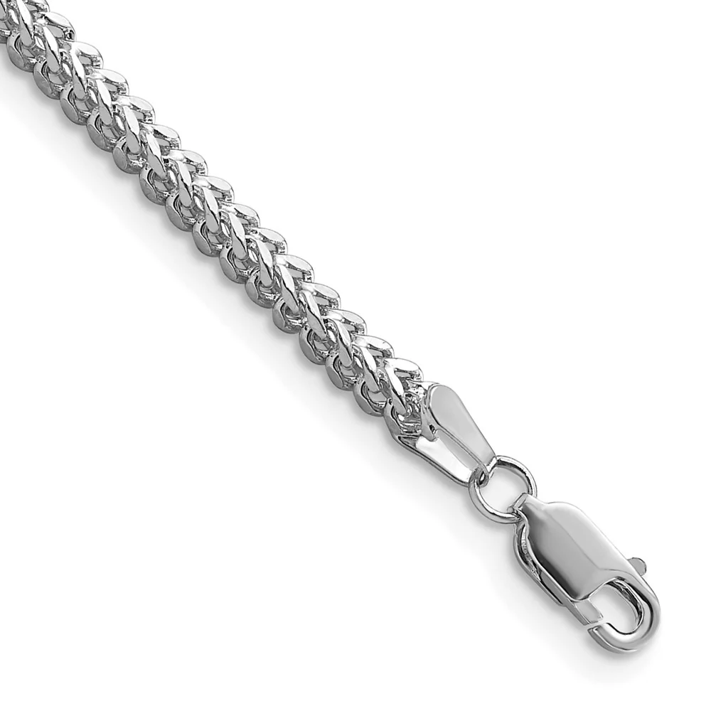 Pulsera Franco de Oro Blanco de 14K de 8 pulgadas y 2.3mm con Cierre de Langosta