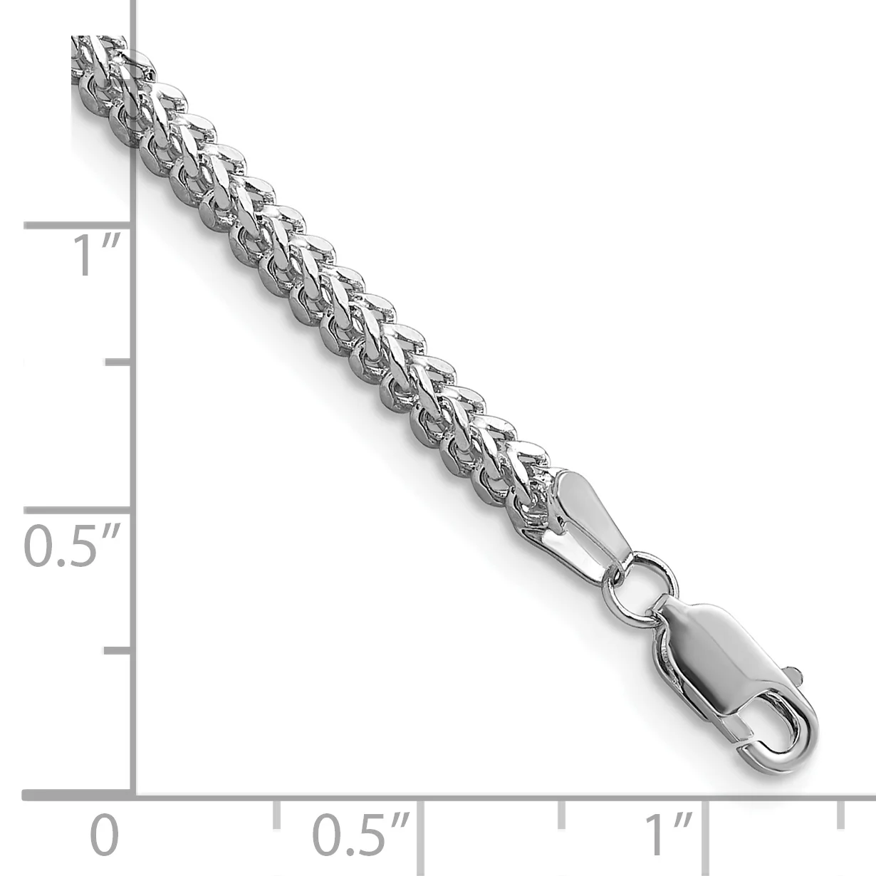 Pulsera Franco de Oro Blanco de 14K de 8 pulgadas y 2.3mm con Cierre de Langosta - Image 3