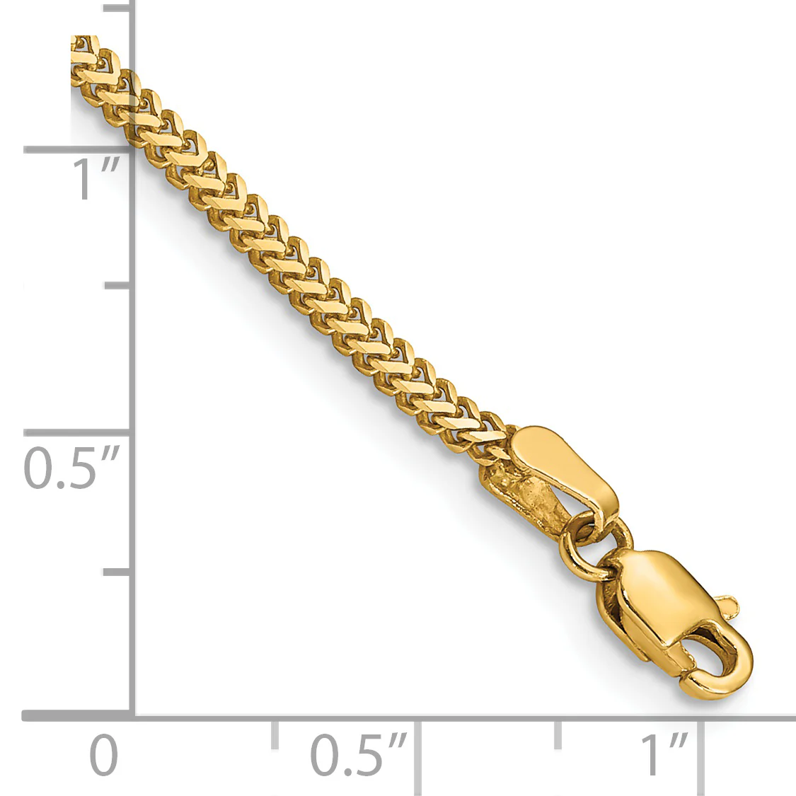 Pulsera Franco de Oro Amarillo de 14K de 8 pulgadas y 1.4mm con Cierre de Langosta - Image 3