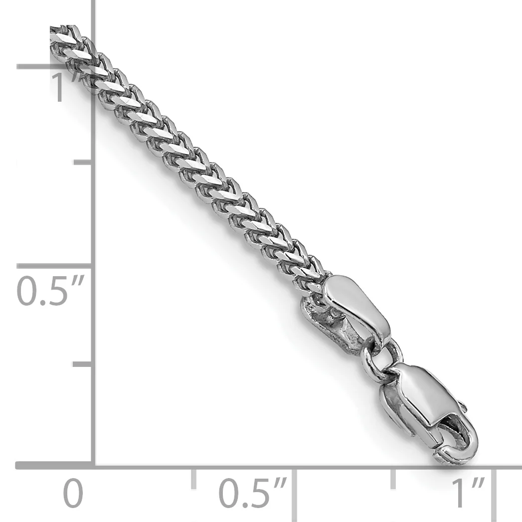 Pulsera Franco de Oro Blanco de 14K de 7 pulgadas y 1.5mm con Cierre de Langosta - Image 3