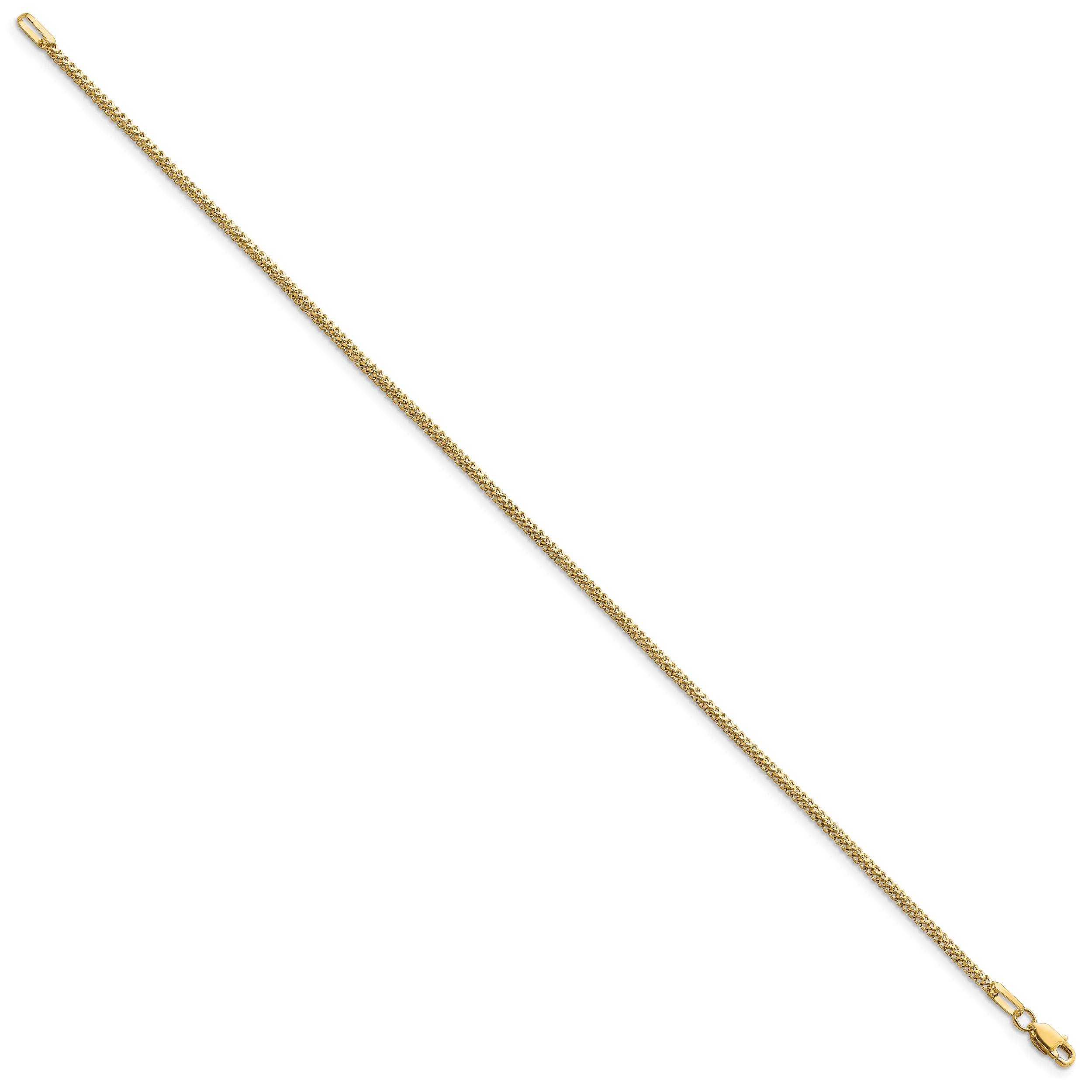 Pulsera Franco de Oro Amarillo de 14K de 7 pulgadas y 1.3mm con Cierre de Langosta - Image 2