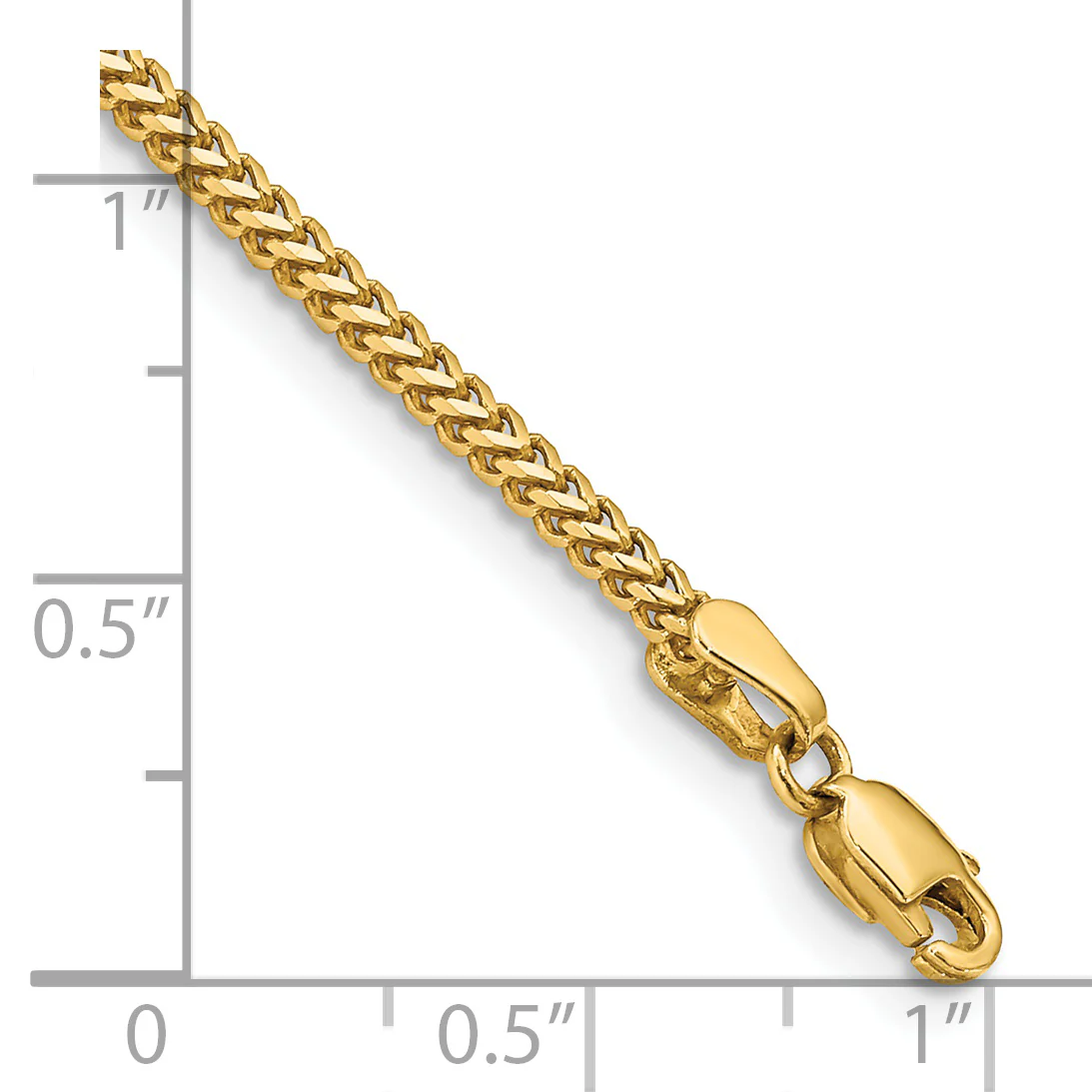 Pulsera Franco de Oro Amarillo de 14K de 8 pulgadas y 1.5mm con Cierre de Langosta - Image 3