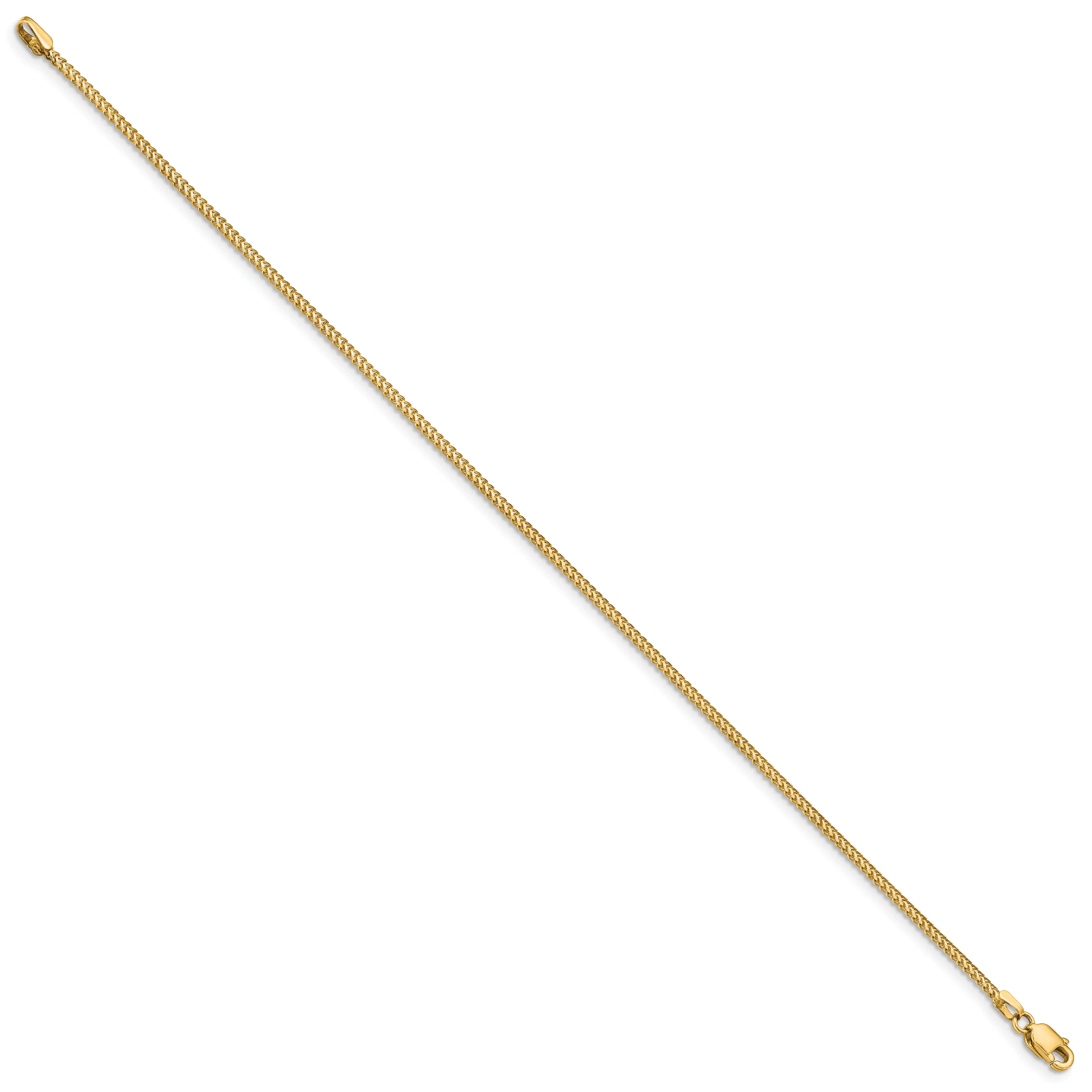 Pulsera Franco de Oro Amarillo de 14K de 8 pulgadas y 1mm con Cierre de Langosta - Image 2