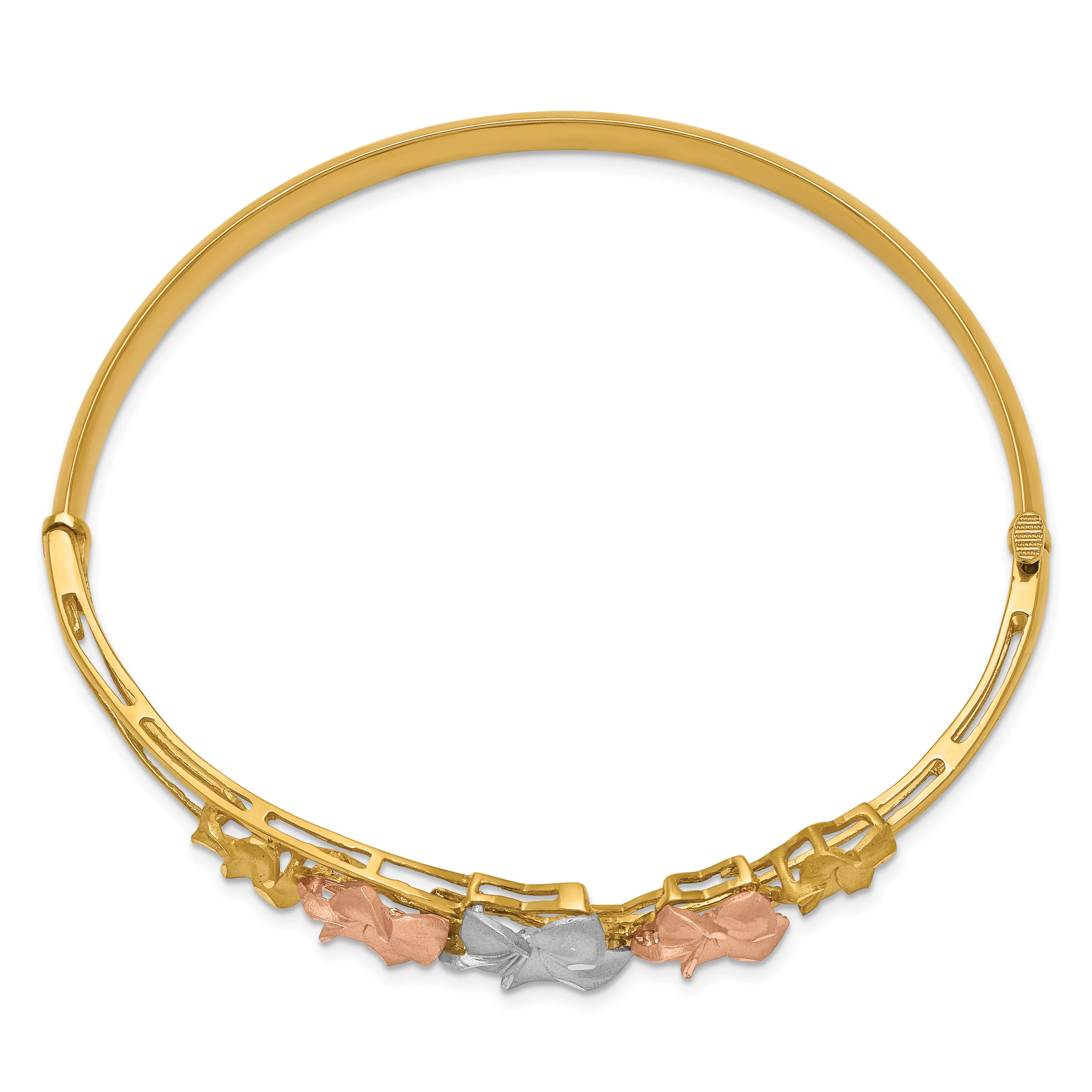 Brazalete Bangle Hingido Tri-color Plumeria 14K - Image 2