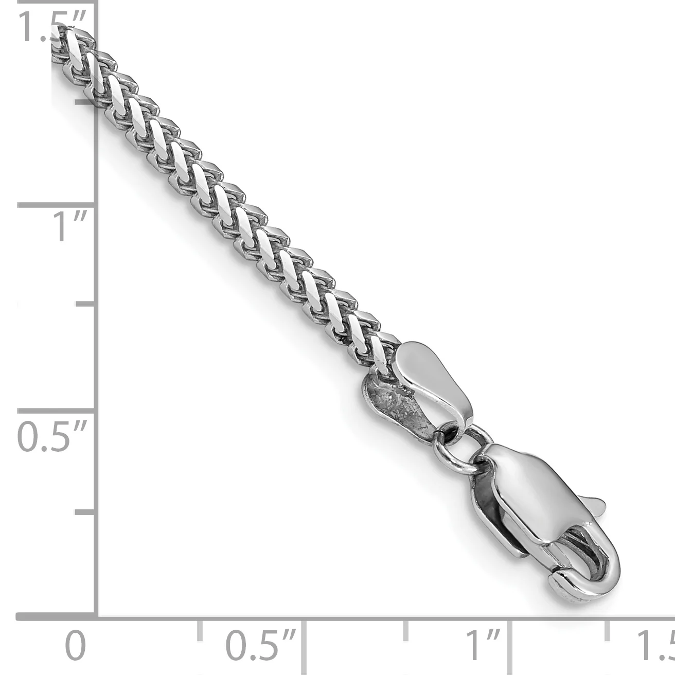 Pulsera Franco de Oro Blanco de 14K de 7 pulgadas y 2mm con Cierre de Langosta - Image 3