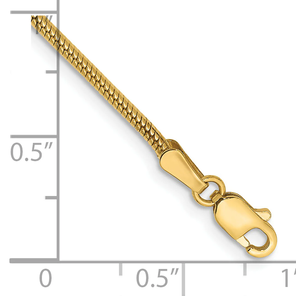 Pulsera de Cadena Serpiente Redonda de 14k de 7 pulgadas y 1.6 mm con Cierre de Langosta - Image 2
