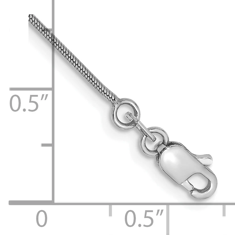 Cadena Serpiente Redonda de Oro Blanco de 14k de 7 pulgadas y 0.9 mm con Cierre de Langosta - Image 2