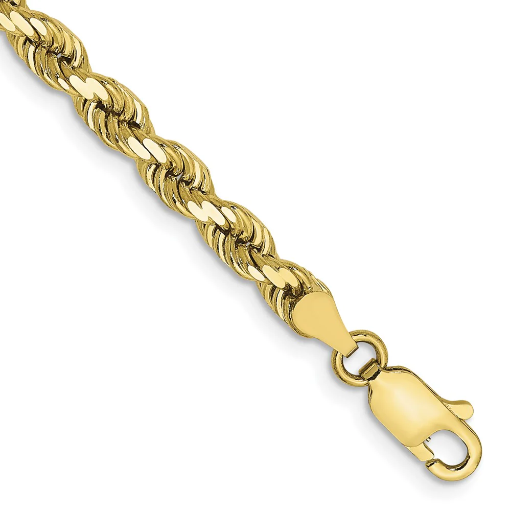 Cadena de Cuerda Cortada Diamante de 4mm en Oro Amarillo de 10k