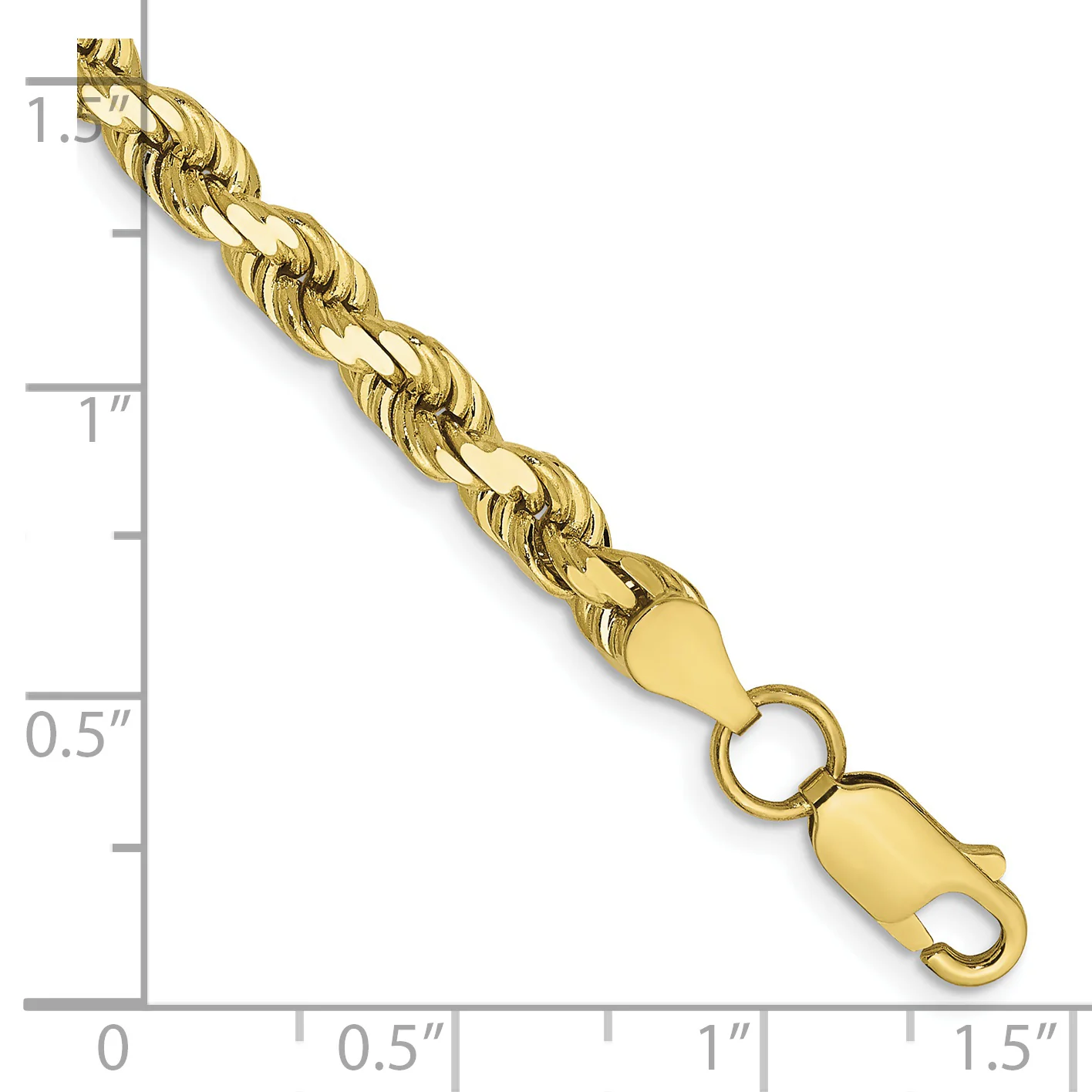 Cadena de Cuerda Cortada Diamante de 4.5mm en Oro Amarillo de 10k - Image 2