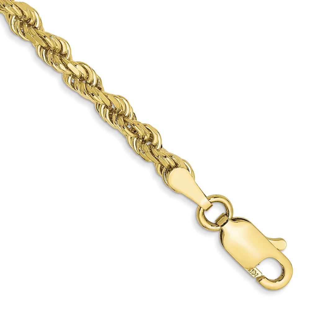 Cadena de Cuerda Cortada Diamante de 3mm en Oro Amarillo de 10k - Image 2