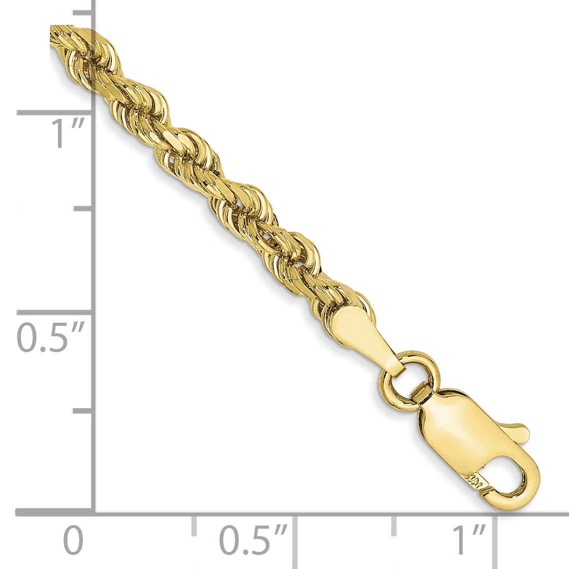 Cadena de Cuerda Cortada Diamante de 3mm en Oro Amarillo de 10k - Image 4