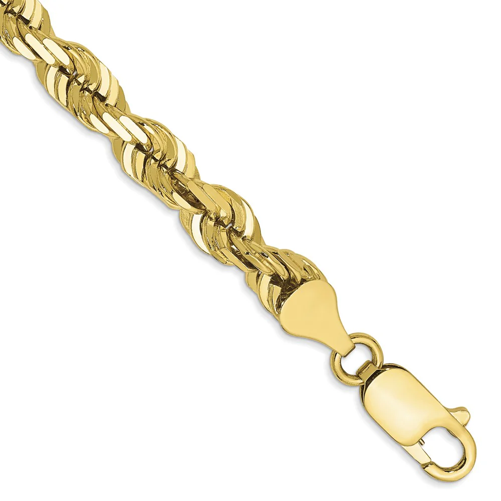 Cadena de Cuerda Cortada Diamante de 5.5mm en Oro Amarillo de 10k - Image 2