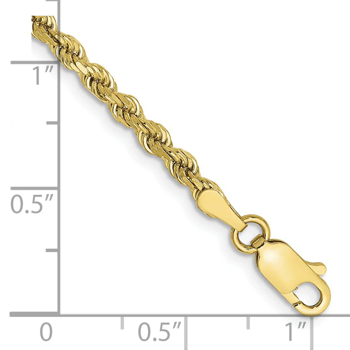 Cadena de Cuerda Cortada Diamante de 2.75mm en Oro Amarillo de 10k - Image 4