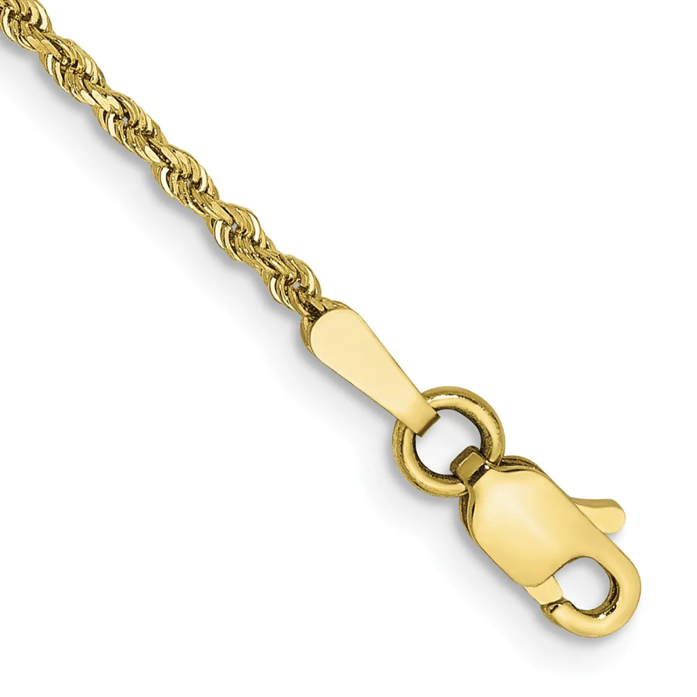 Cadena de Cuerda Cortada Diamante de 1.5mm en Oro Amarillo de 10k - Image 2