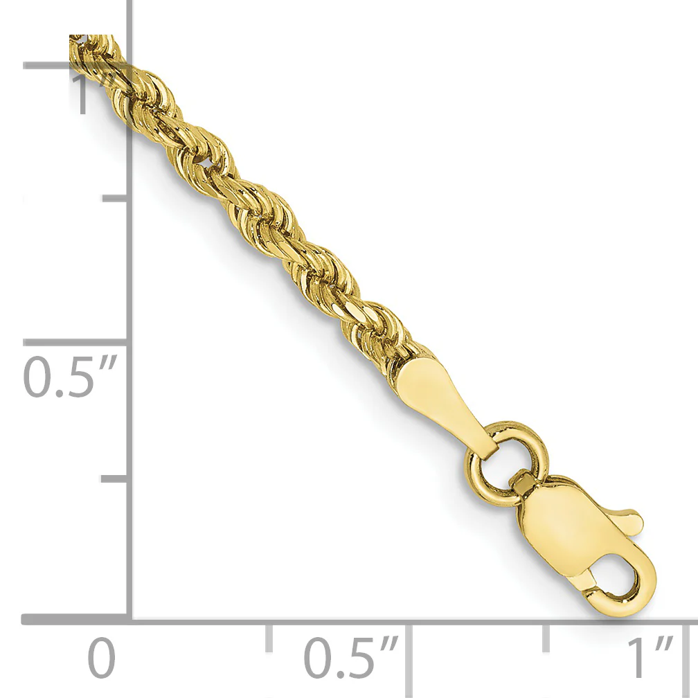 Cadena de Cuerda Cortada Diamante de 2.25mm en Oro Amarillo de 10k - Image 4