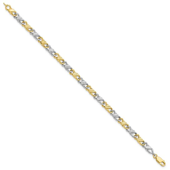 Pulsera Fancy de 10K Bicolor Sólido Pulido de 7 Pulgadas - Image 2