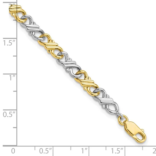 Pulsera Fancy de 10K Bicolor Sólido Pulido de 7 Pulgadas - Image 3