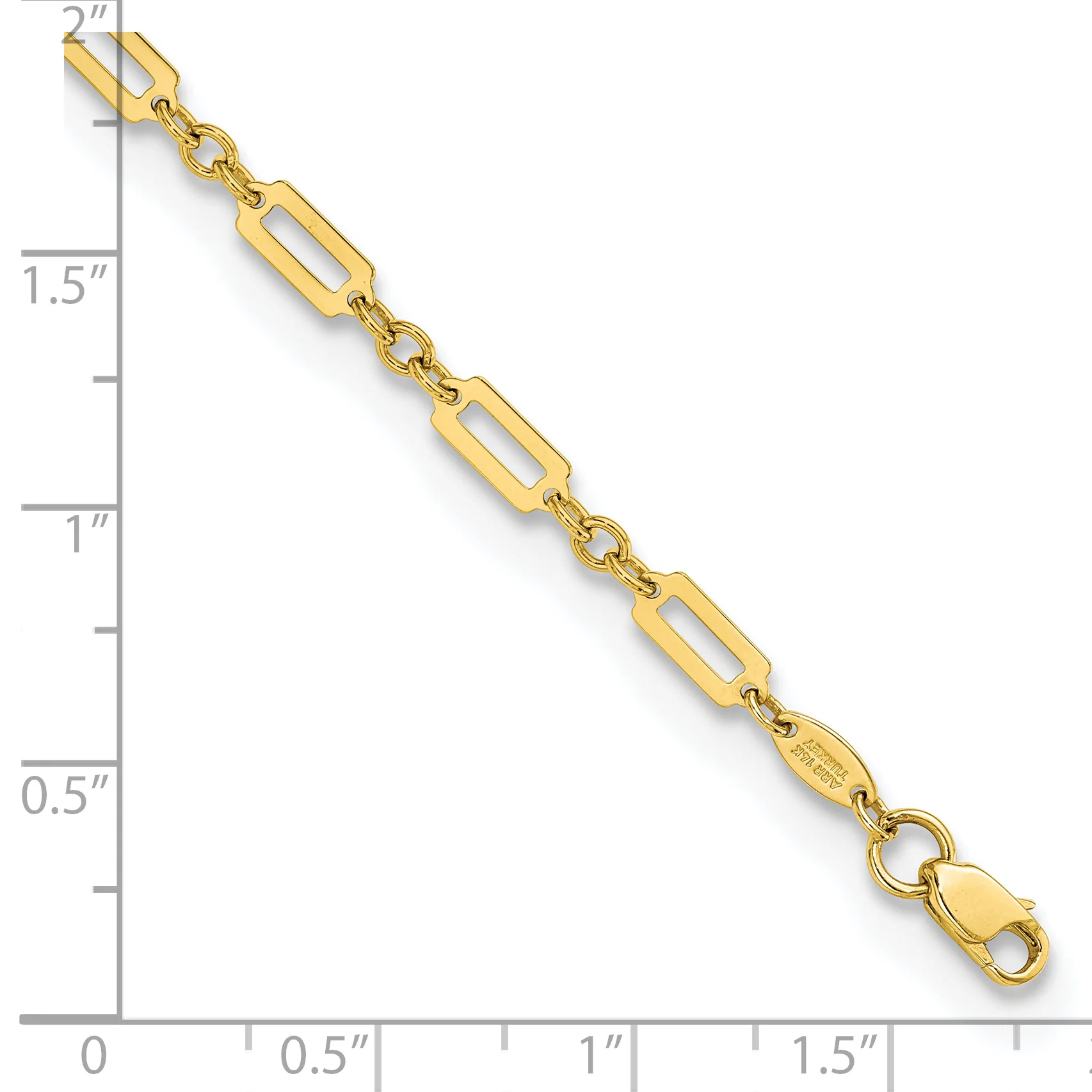 Pulsera 14K Oro Amarillo Pulido con Enlace Rectangular Fancy - Image 3