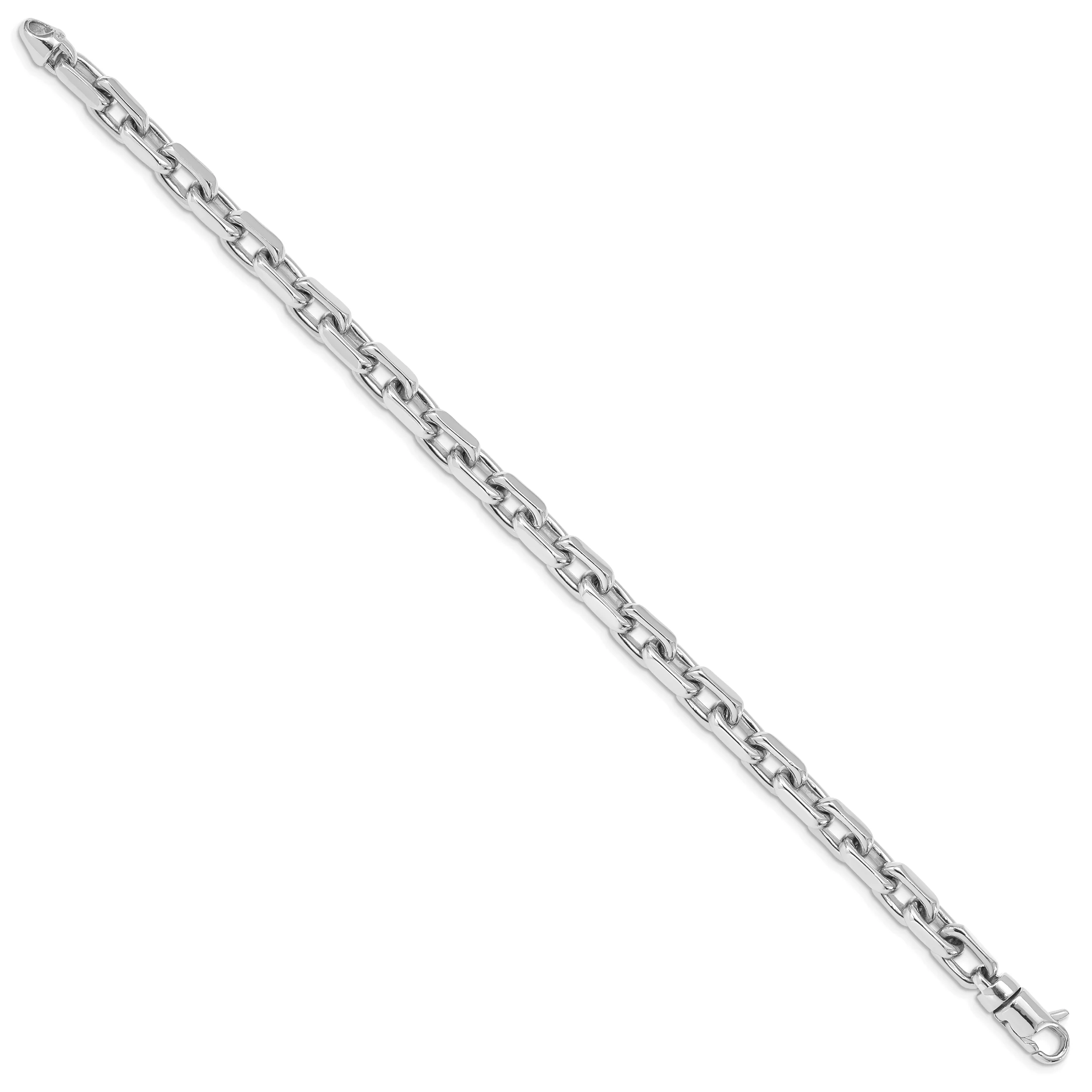 Brazalete de Enlace Elegante Pulido a Mano en Oro Blanco de 14k de 8.5 pulgadas con Cierre de Langosta - Image 2