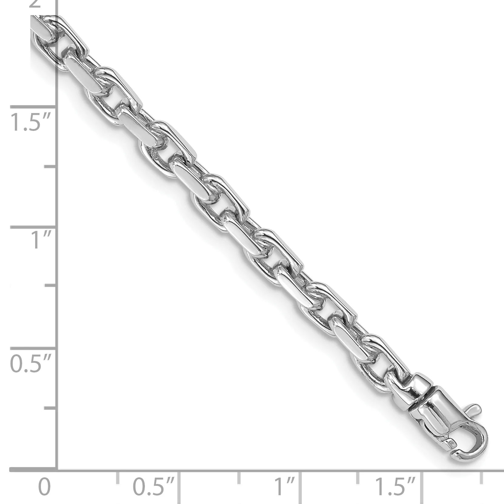 Brazalete de Enlace Elegante Pulido a Mano en Oro Blanco de 14k de 8.25 Pulgadas con Cierre de Langosta - Image 3