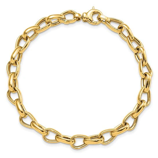 Pulsera con Enlaces de Diseño en Oro de 14k Pulido - Image 4