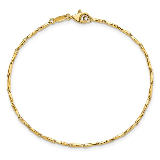 Pulsera con Enlaces de Diseño en Oro de 14k Pulido de 7.25 Pulgadas - Image 4