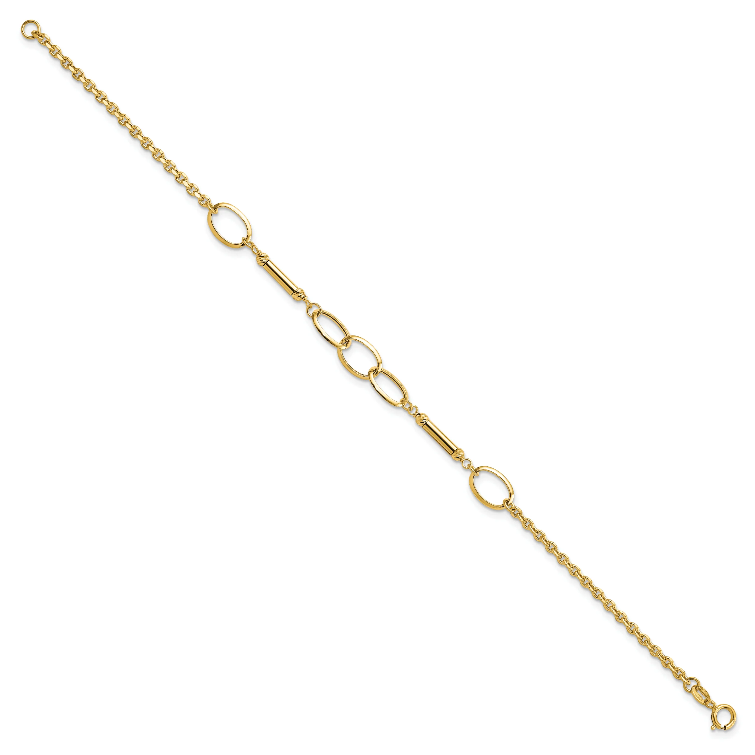 Pulsera con Barras y Enlaces de Diseño en Oro de 14k Pulido - Image 2