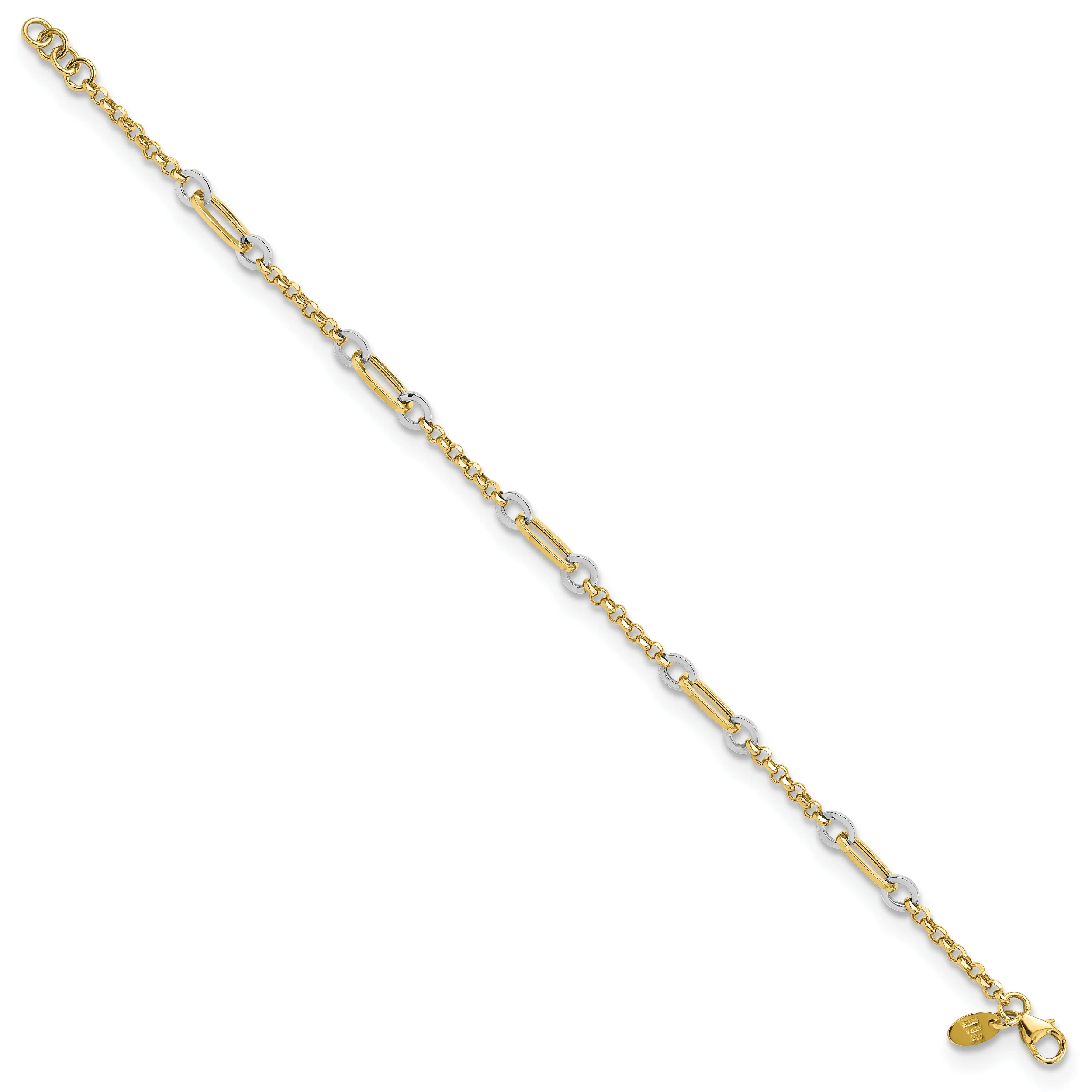 Pulsera de Enlaces Ovalados de Diseño en Oro de 14k Bicolor con Extensión de 0.5 Pulgadas - Image 2