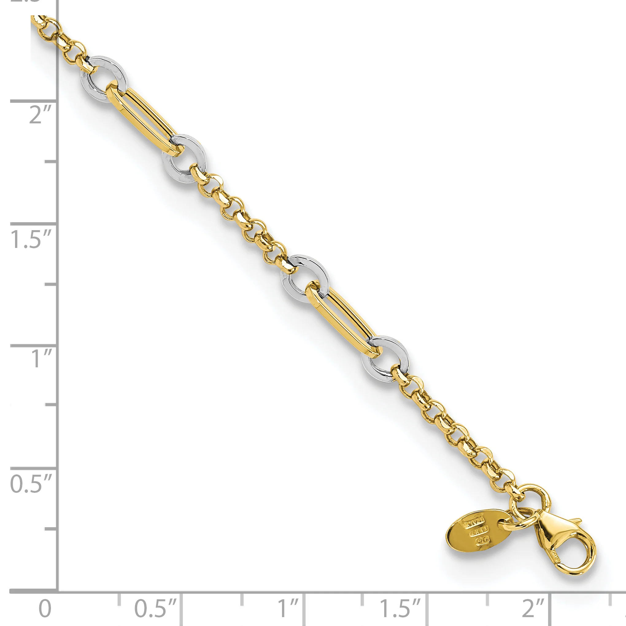 Pulsera de Enlaces Ovalados de Diseño en Oro de 14k Bicolor con Extensión de 0.5 Pulgadas - Image 3