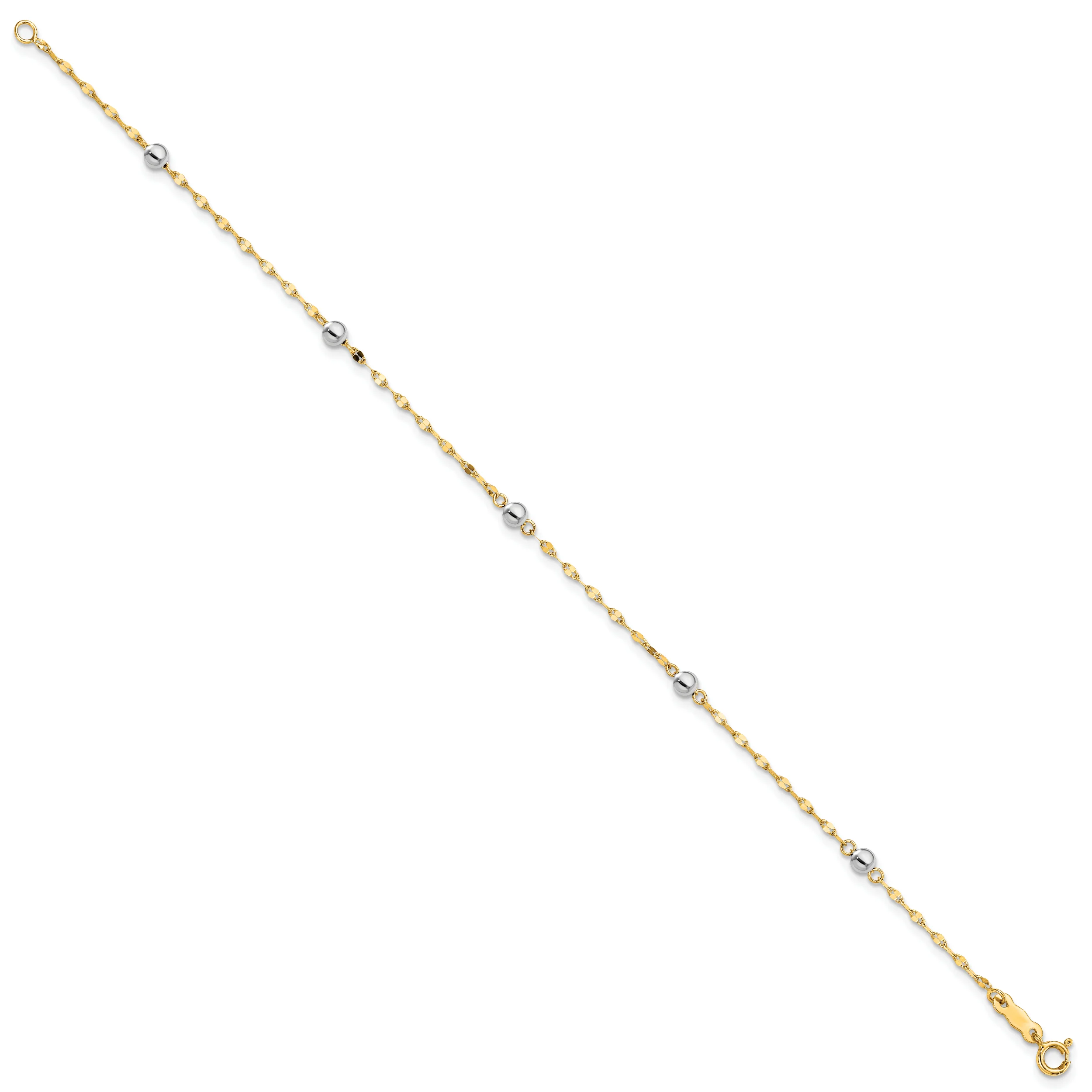 Pulsera de Perlas Pulidas Bicolor de 14K - Image 2