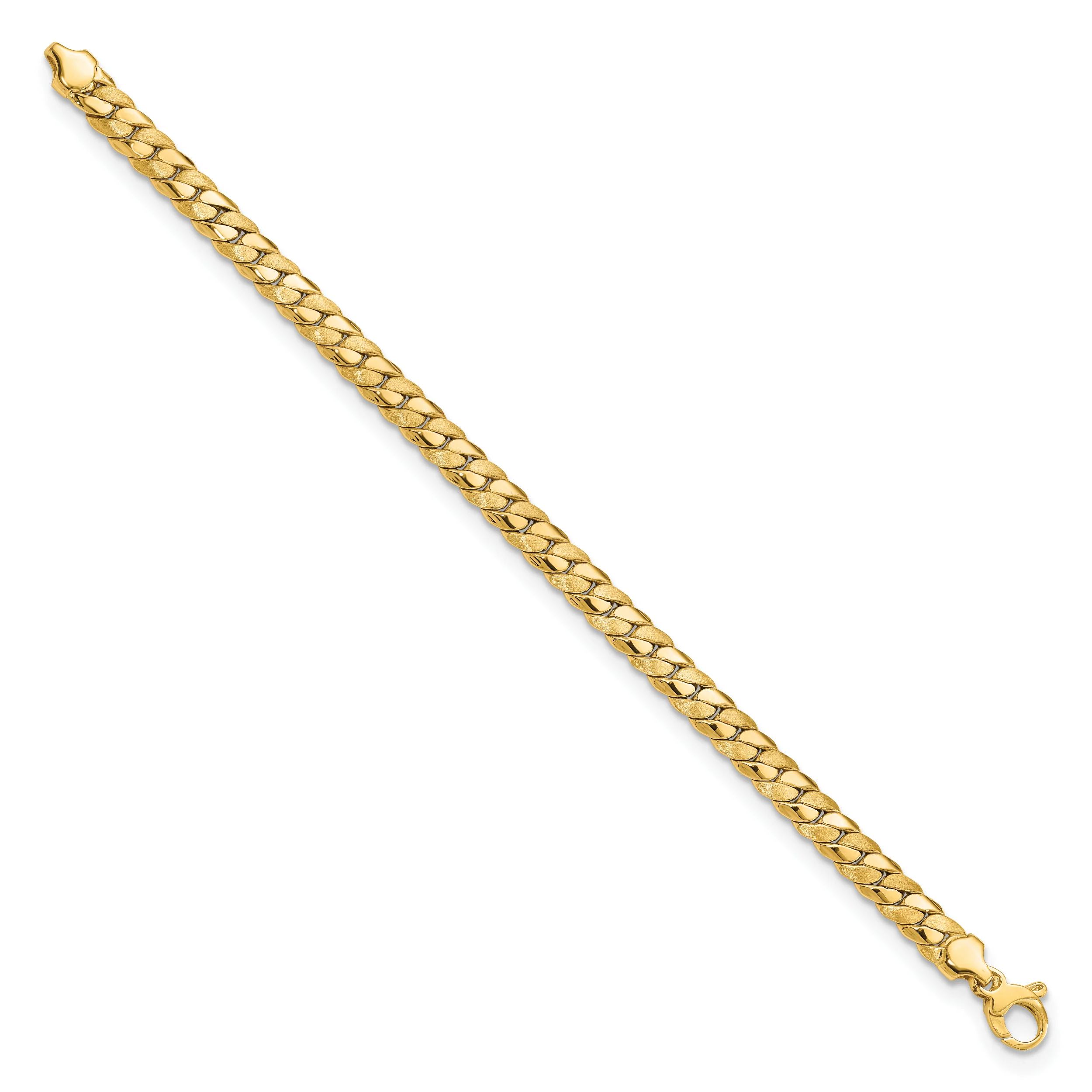 Pulsera de Eslabones Elegantes Satinados y Pulidos de 6.5 mm en Oro Amarillo de 14K - Image 2
