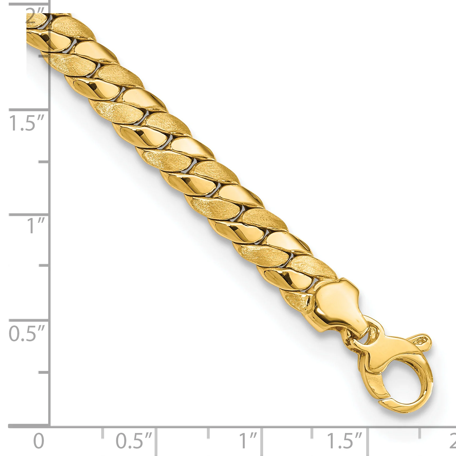 Pulsera de Eslabones Elegantes Satinados y Pulidos de 6.5 mm en Oro Amarillo de 14K - Image 3