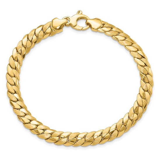 Pulsera de Eslabones Elegantes Satinados y Pulidos de 6.5 mm en Oro Amarillo de 14K - Image 4