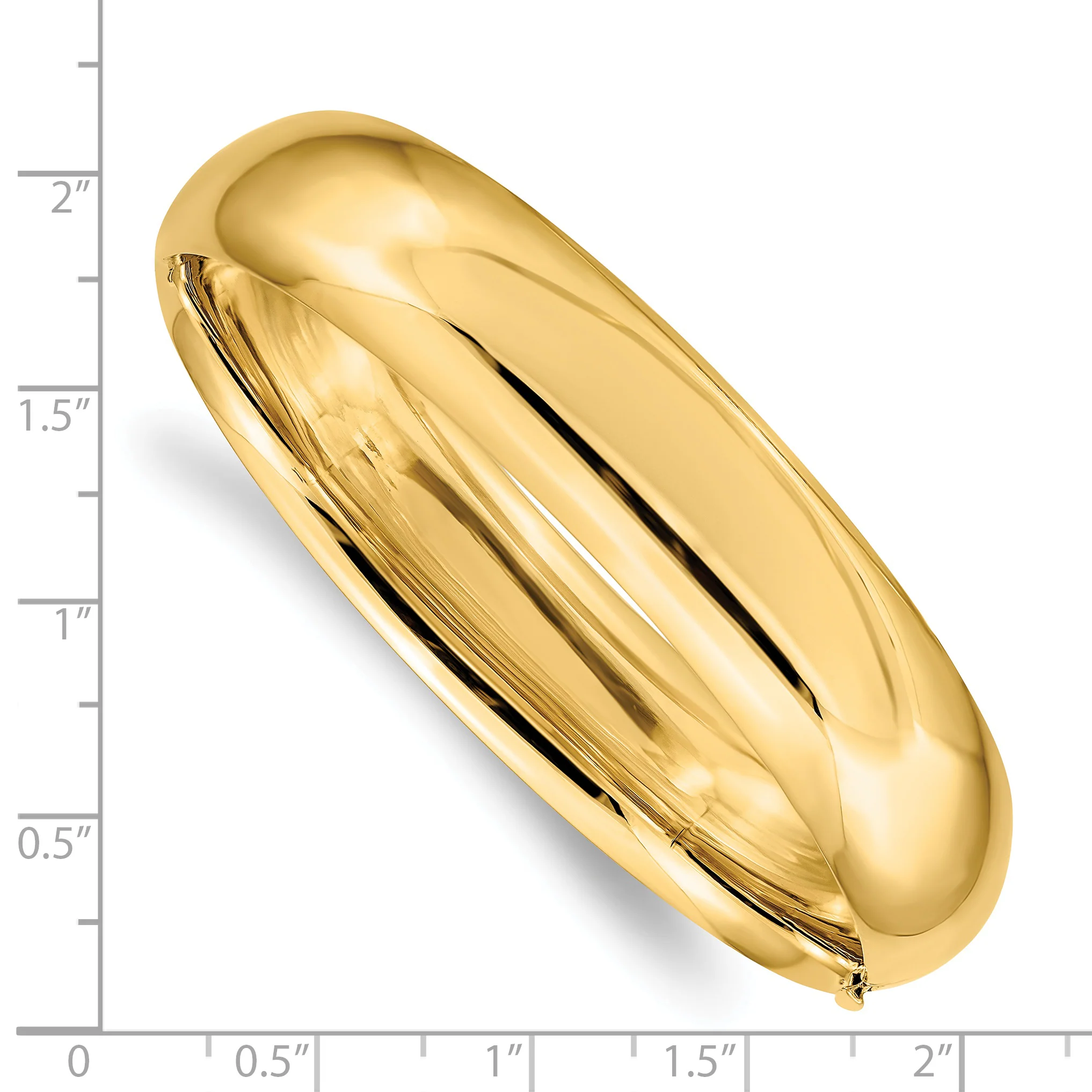 Brazalete Bangle Oversize 14K Oro Amarillo de 9/16, Pulido de Alta Calidad con Bisagra - Image 3