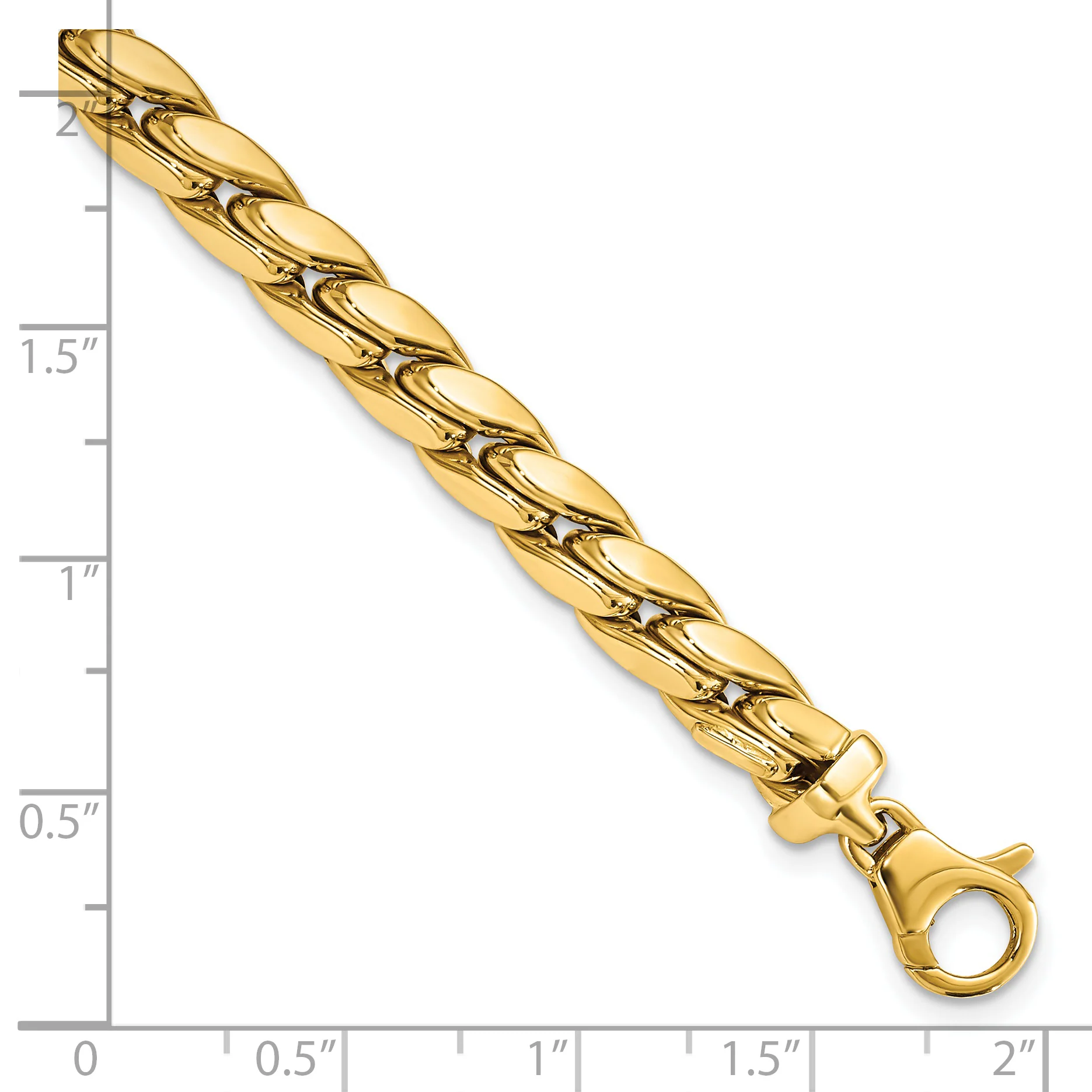 Pulsera Masculina de 14K con Eslabones Pulidos de 6.3 mm y 8.5 Pulgadas - Image 3