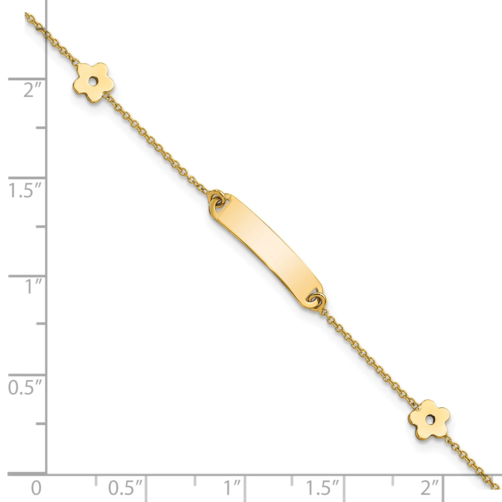 Pulsera Infantil Personalizada con ID y Flor de 14K Pulida - Image 3